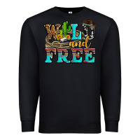 Black wild and free with cactus Premium Sweatshirt - AdoDesignShop