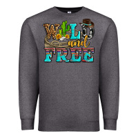 Charcoal Heather wild and free with cactus Premium Sweatshirt - AdoDesignShop