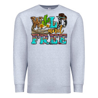 Heather Grey wild and free with cactus Premium Sweatshirt - AdoDesignShop