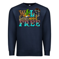 Navy wild and free with cactus Premium Sweatshirt - AdoDesignShop