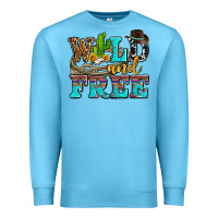 Ocean Blue wild and free with cactus Premium Sweatshirt - AdoDesignShop