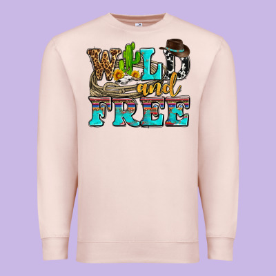 Wild And Free With Cactus Premium Sweatshirt Designed By Adodesignshop