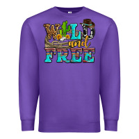 Purple wild and free with cactus Premium Sweatshirt - AdoDesignShop