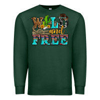 Sports Green wild and free with cactus Premium Sweatshirt - AdoDesignShop