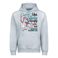 Heather Grey she works willingly with her hands Urban Hoodie - MaliasSmallBusiness