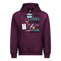 Mauve Wine she works willingly with her hands Urban Hoodie - MaliasSmallBusiness