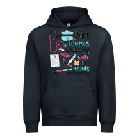 Navy she works willingly with her hands Urban Hoodie - MaliasSmallBusiness