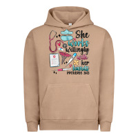 Pigment Burro she works willingly with her hands Urban Hoodie - MaliasSmallBusiness