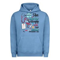 Pigment Pebble Blue she works willingly with her hands Urban Hoodie - MaliasSmallBusiness