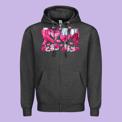 Breast Cancer Wine Glasses Zipper Hoodie Designed By Texasbilliewilder