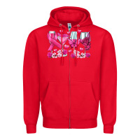 Red breast cancer wine glasses Zipper Hoodie - texasbilliewilder