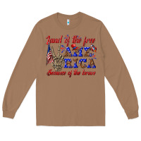 Toasted Coconut land of the free america because of the brave Long Sleeve Tee - texasbilliewilder