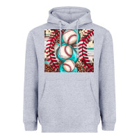 Heather Grey baseball leopard cowhide turquoise Heavyweight Hoodie - JahusDesignShop