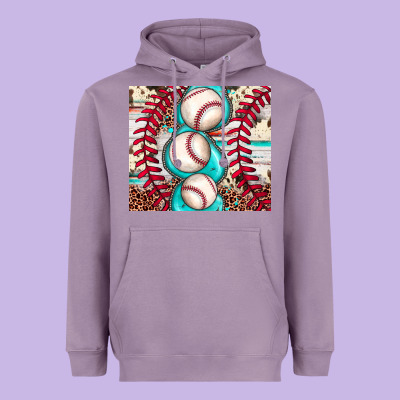 Baseball Leopard Cowhide Turquoise Heavyweight Hoodie Designed By Jahusdesignshop