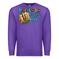 Purple raised on sweet tea and jesus Premium Sweatshirt - AdoDesignShop