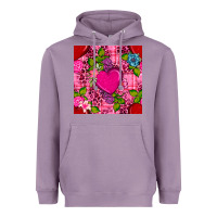 Lavender valentines day flower heart with leopard seamless pattern Heavyweight Hoodie - BundleAndBundleShop