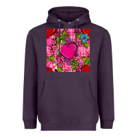 Plum valentines day flower heart with leopard seamless pattern Heavyweight Hoodie - BundleAndBundleShop