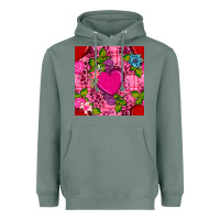 Sage valentines day flower heart with leopard seamless pattern Heavyweight Hoodie - BundleAndBundleShop