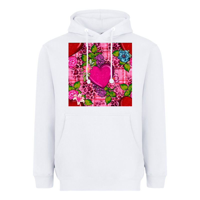 Valentines Day Flower Heart With Leopard Seamless Pattern Heavyweight Hoodie by BundleAndBundleShop | Teevron
