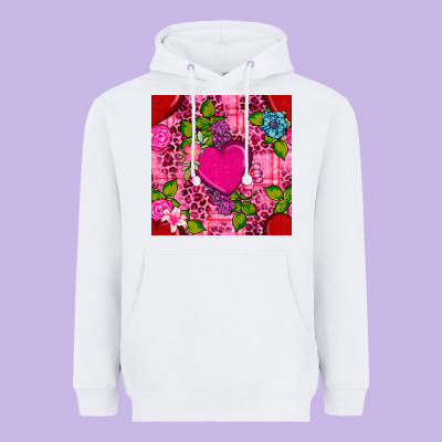 Valentines Day Flower Heart With Leopard Seamless Pattern Heavyweight Hoodie Designed By Bundleandbundleshop