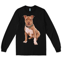 Black brown pitbull Long Sleeve Tee - RanaPortraitStore