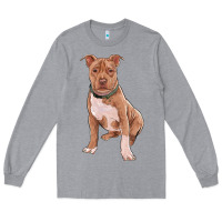 Heather Grey brown pitbull Long Sleeve Tee - RanaPortraitStore