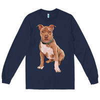 Navy brown pitbull Long Sleeve Tee - RanaPortraitStore
