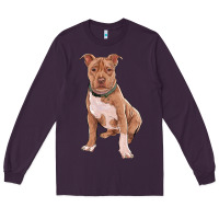 Plum brown pitbull Long Sleeve Tee - RanaPortraitStore