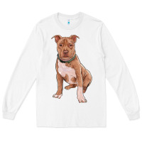 White brown pitbull Long Sleeve Tee - RanaPortraitStore