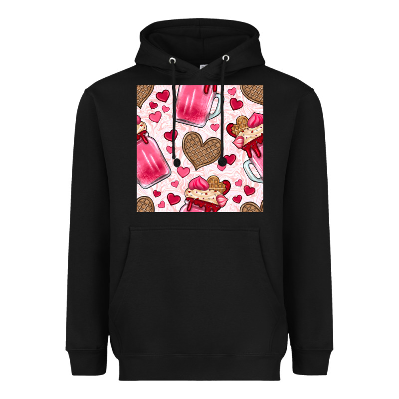 Valentines Day Milkshake Seamless Pattern Heavyweight Hoodie by BundleAndBundleShop | Teevron