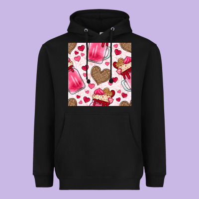 Valentines Day Milkshake Seamless Pattern Heavyweight Hoodie Designed By Bundleandbundleshop