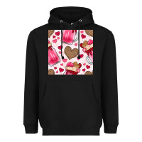 Black valentines day milkshake seamless pattern Heavyweight Hoodie - BundleAndBundleShop