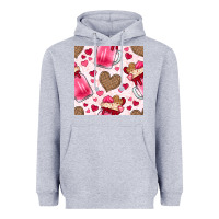 Heather Grey valentines day milkshake seamless pattern Heavyweight Hoodie - BundleAndBundleShop