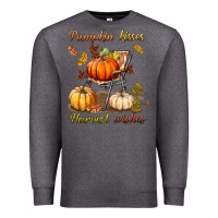 Charcoal Heather pumpkin kisses harvest wishes Premium Sweatshirt - BundleAndBundleShop