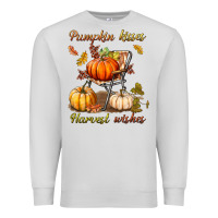 Dove Grey pumpkin kisses harvest wishes Premium Sweatshirt - BundleAndBundleShop