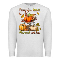 Oatmeal Heather pumpkin kisses harvest wishes Premium Sweatshirt - BundleAndBundleShop
