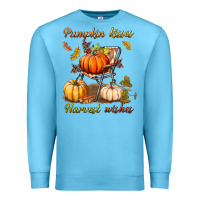 Ocean Blue pumpkin kisses harvest wishes Premium Sweatshirt - BundleAndBundleShop