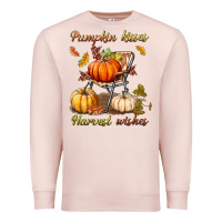 Pale Pink pumpkin kisses harvest wishes Premium Sweatshirt - BundleAndBundleShop