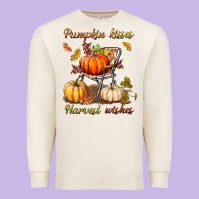 Pumpkin Kisses Harvest Wishes Premium Sweatshirt Designed By Bundleandbundleshop