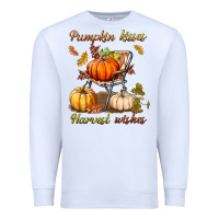 White pumpkin kisses harvest wishes Premium Sweatshirt - BundleAndBundleShop