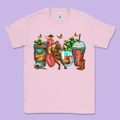 Cowgirl Coffee Cups Classic Tee Designed By Zillion Design Studio