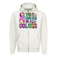 Oatmeal Heather fight cancer in all colors Zipper Hoodie - texasbilliewilder