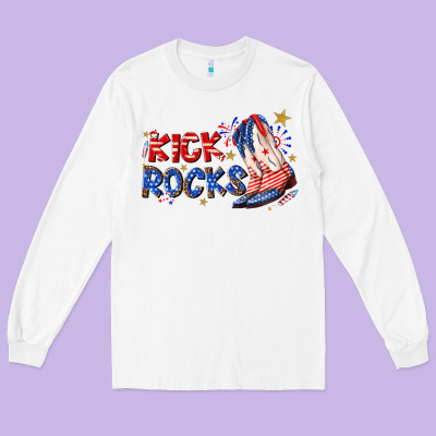 Long Sleeve Tee kick rocks cowboy boots fourth of july