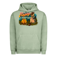 Pigment Oil Green happy camping Urban Hoodie - NancyCooperArtShop