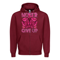 Burgundy never give up cancer Zipper Hoodie - texasbilliewilder