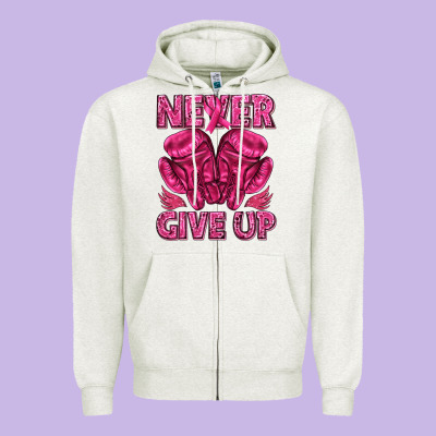 Never Give Up Cancer Zipper Hoodie Designed By Texasbilliewilder