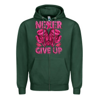 Sports Green never give up cancer Zipper Hoodie - texasbilliewilder