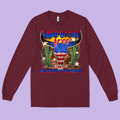 Long Sleeve Tee land of the free because of the brave