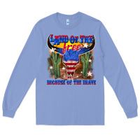 Colony Blue land of the free because of the brave Long Sleeve Tee - texasbilliewilder