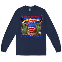 Navy land of the free because of the brave Long Sleeve Tee - texasbilliewilder